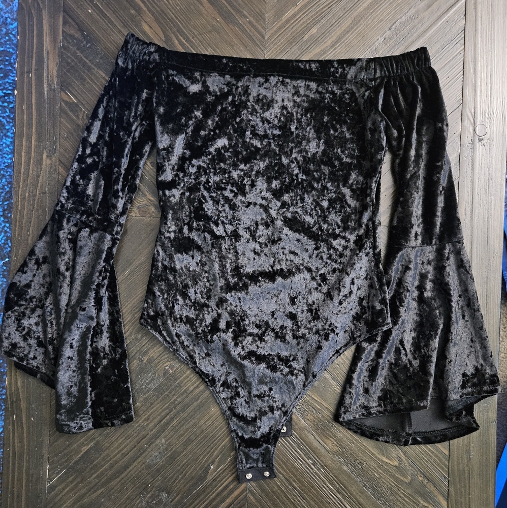Black velvet bodysuit